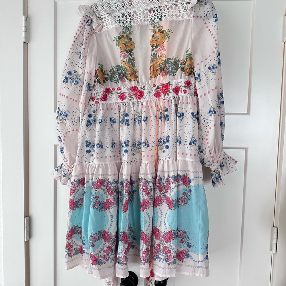 Zimmermann Dress Women Clover Patched Wrap Mini Floral Boho cottage core - Picture 10 of 13